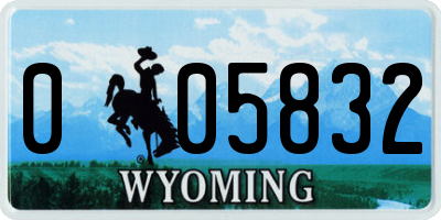 WY license plate 005832