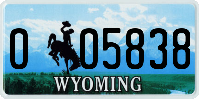 WY license plate 005838