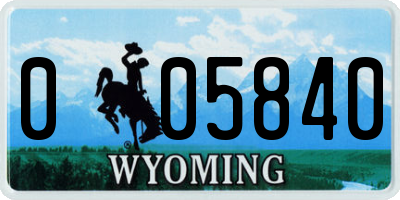 WY license plate 005840