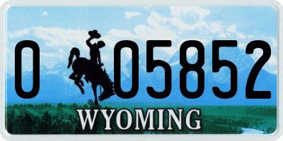 WY license plate 005852