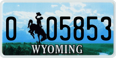 WY license plate 005853