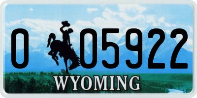 WY license plate 005922