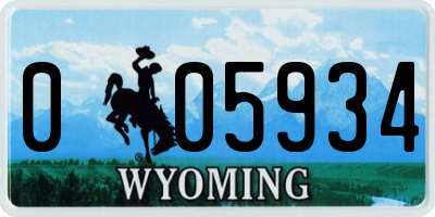 WY license plate 005934