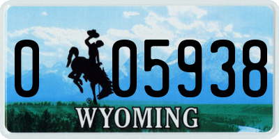 WY license plate 005938