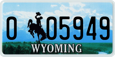 WY license plate 005949