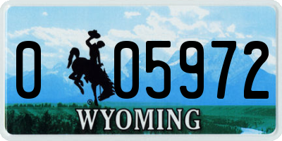 WY license plate 005972