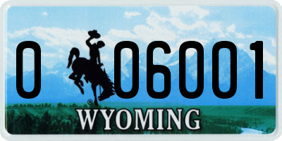 WY license plate 006001