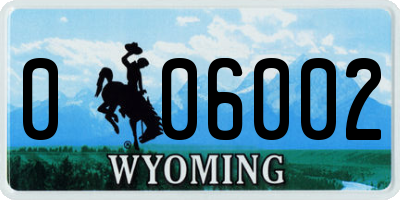 WY license plate 006002