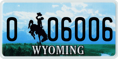 WY license plate 006006