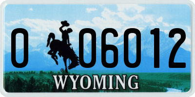 WY license plate 006012