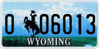 WY license plate 006013