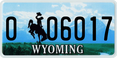 WY license plate 006017