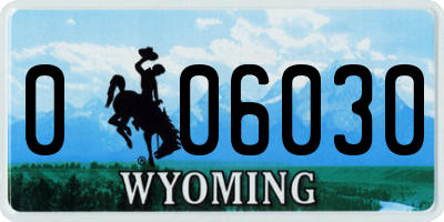 WY license plate 006030