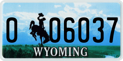 WY license plate 006037