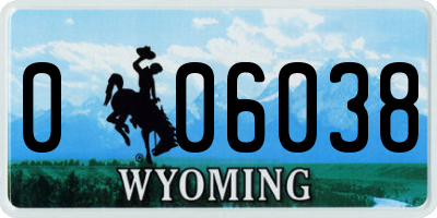 WY license plate 006038