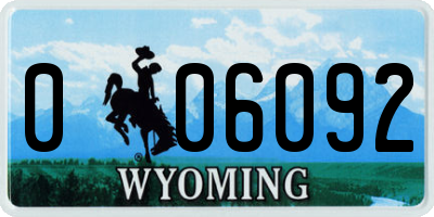 WY license plate 006092