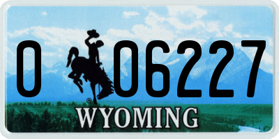 WY license plate 006227