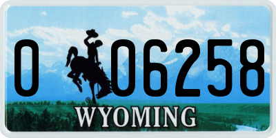 WY license plate 006258