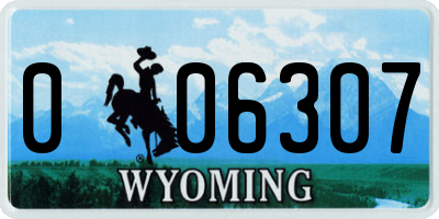 WY license plate 006307