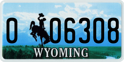 WY license plate 006308