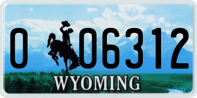 WY license plate 006312