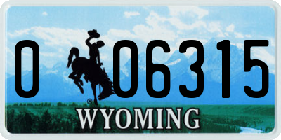 WY license plate 006315