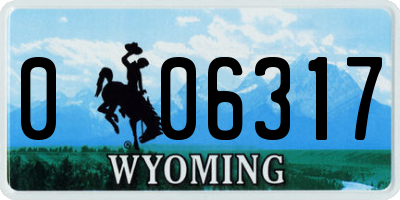 WY license plate 006317
