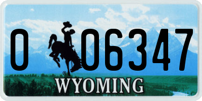 WY license plate 006347