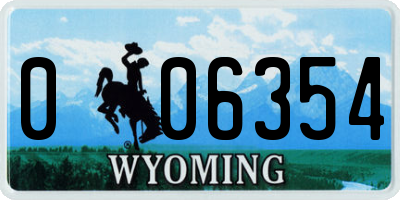 WY license plate 006354