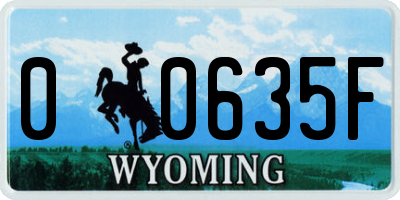 WY license plate 00635F