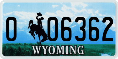 WY license plate 006362