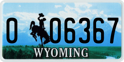 WY license plate 006367