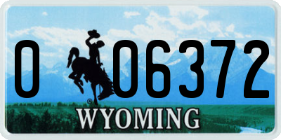 WY license plate 006372