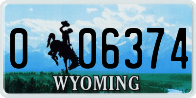 WY license plate 006374