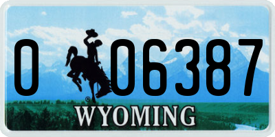 WY license plate 006387