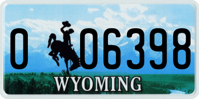WY license plate 006398