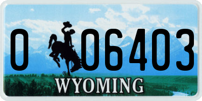 WY license plate 006403