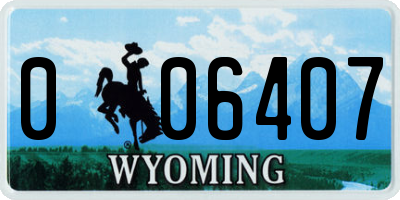 WY license plate 006407