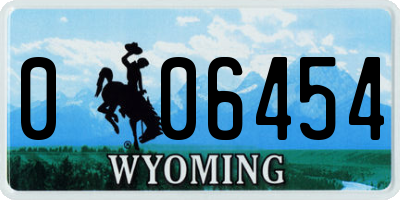 WY license plate 006454