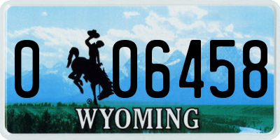 WY license plate 006458