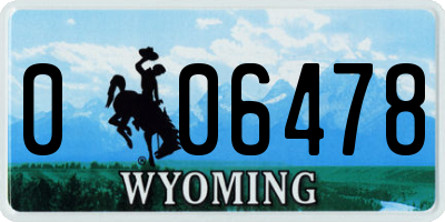 WY license plate 006478