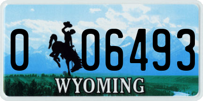 WY license plate 006493