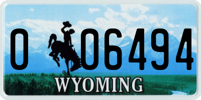 WY license plate 006494