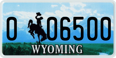WY license plate 006500