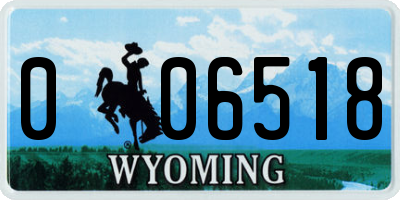 WY license plate 006518