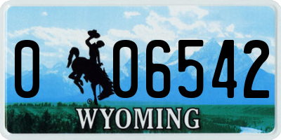 WY license plate 006542