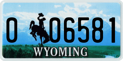 WY license plate 006581