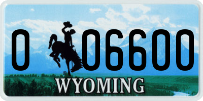 WY license plate 006600