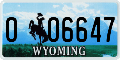 WY license plate 006647