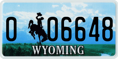 WY license plate 006648